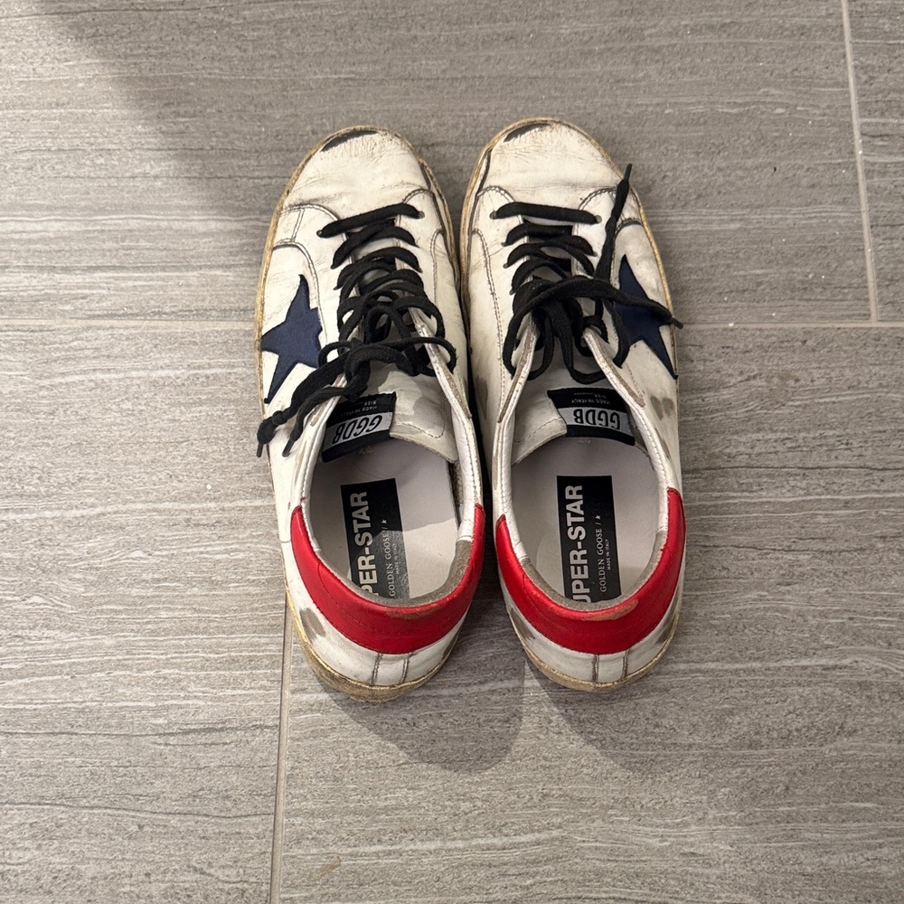 Golden Goose White and Navy Men's Sneakers - Picture 5 of 5